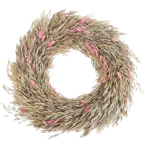 Floristik24 Ghirlanda secca avena phalaris corona rosa naturale Ø44cm