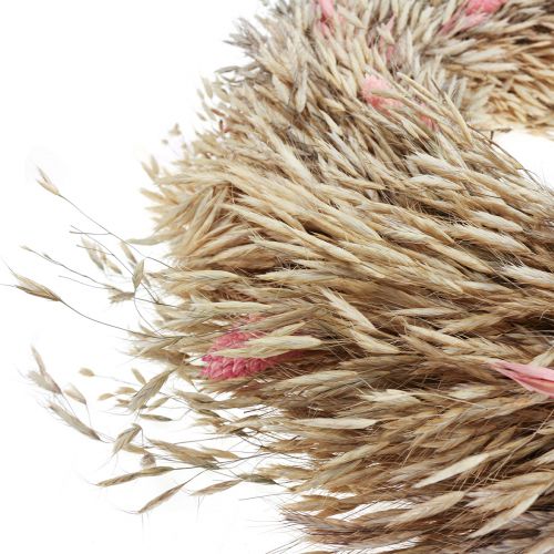 Floristik24 Ghirlanda secca avena phalaris corona rosa naturale Ø44cm