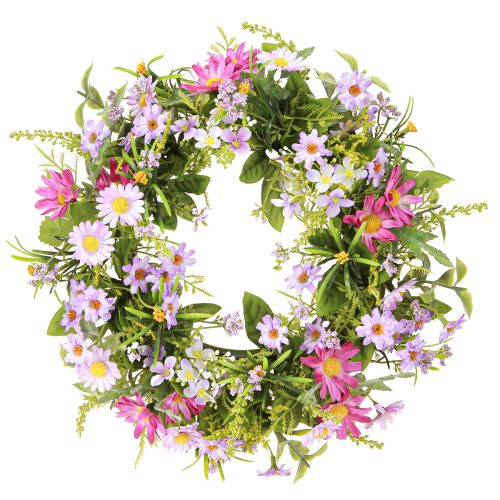 Prodotto Ghirlanda porta margherita estiva artificiale verde viola Ø30cm