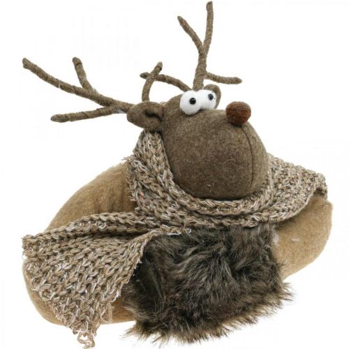 Fermaporta renna con foulard decorazione avvento marrone H19cm
