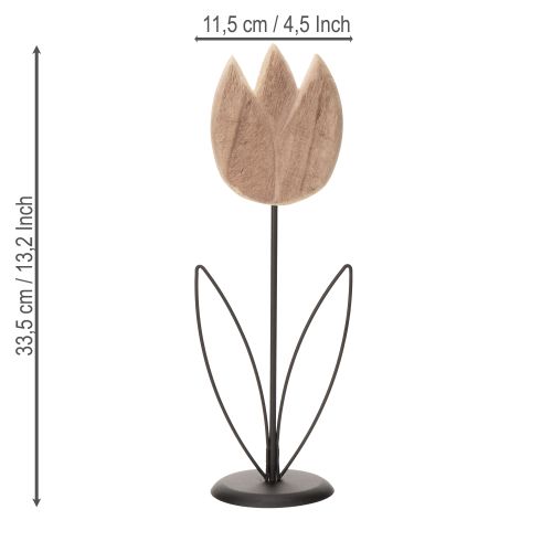 Prodotto Oggetto decorativo a forma di tulipano su supporto per un design d'interni elegante e senza tempo, 33,5 cm