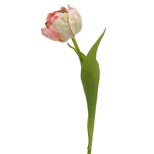 Floristik24 Tulipano rosa, verde 37 cm 6 pezzi