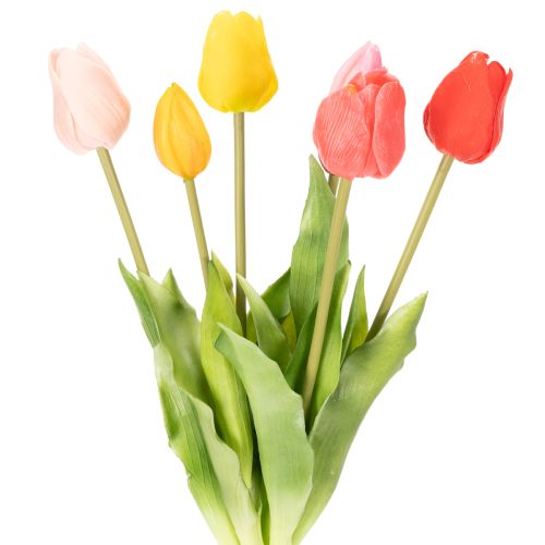 Bouquet di tulipani artificiali, decorazione colorata e realistica, alta qualità per la casa, 43 cm, 7 pezzi