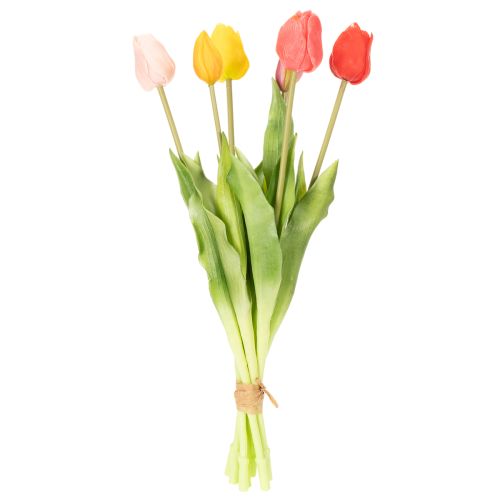 Prodotto Bouquet di tulipani artificiali, decorazione colorata e realistica, alta qualità per la casa, 43 cm, 7 pezzi