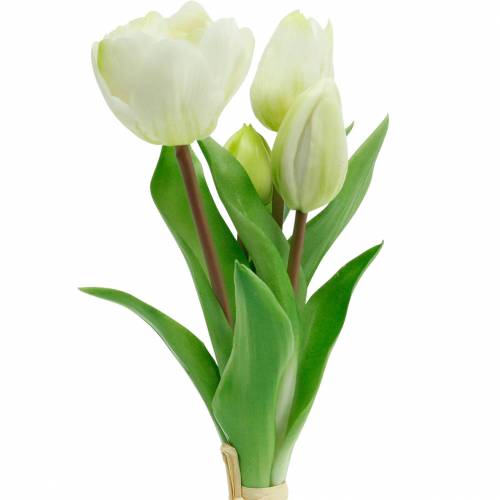 Floristik24 Bouquet di tulipani artificiali Fiori di seta Tulipani Real Touch White