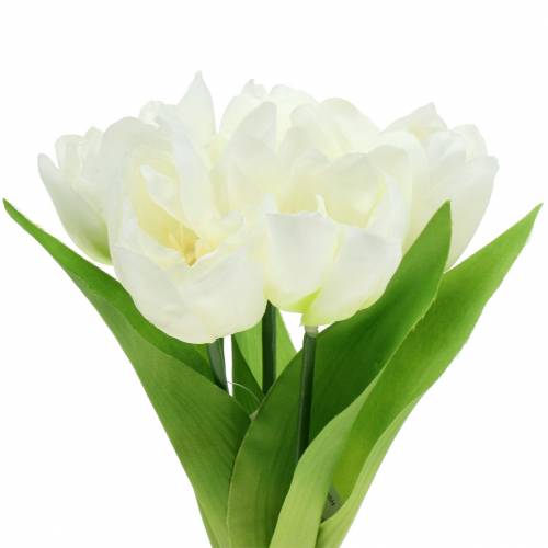 Floristik24 Tulipani decorati primaverili in mazzo bianco 26,5 cm 5 pezzi
