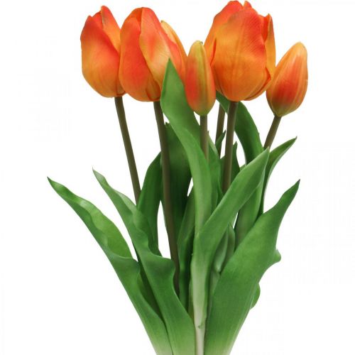 Floristik24 Mazzo di fiori artificiali arancio tulipano artificiale 38 cm 7 pezzi