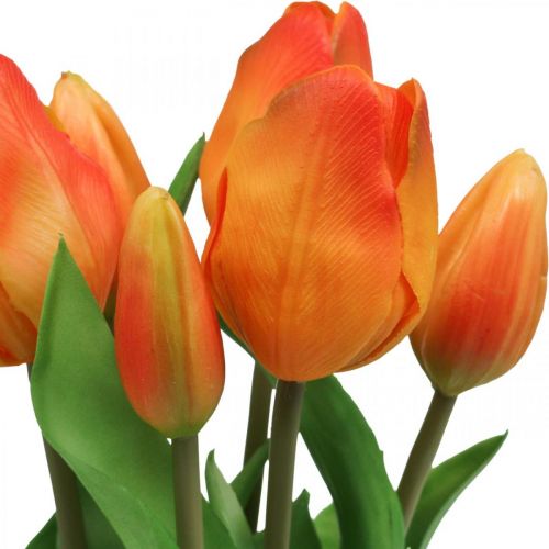 Floristik24 Mazzo di fiori artificiali arancio tulipano artificiale 38 cm 7 pezzi