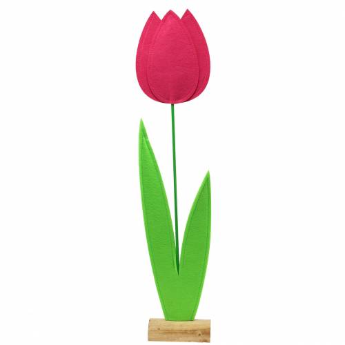 Floristik24 Gigantesco feltro fiore tulipano verde, rosa 19,5 cm x 24 cm H88 cm decorazione vetrina