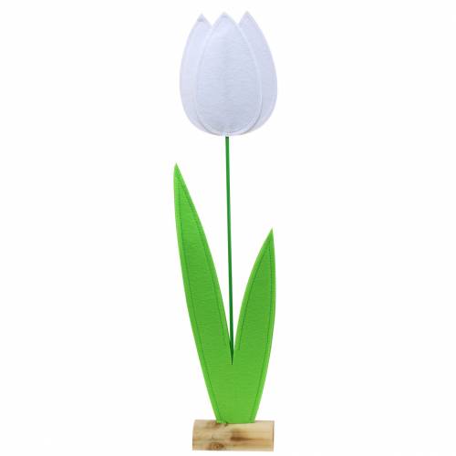 Floristik24 Tulipano fiore in feltro bianco H88cm