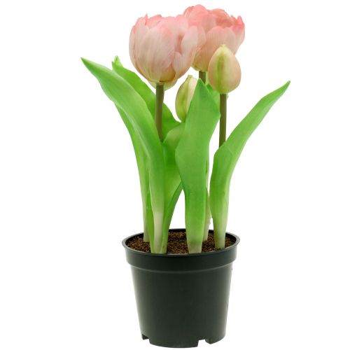 Floristik24 Tulipano in vaso Rosè Real-Touch 22,5cm