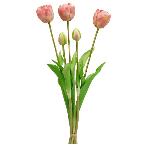 Floristik24 Bouquet di tulipani rosa Real-Touch L43,5cm 5 pezzi