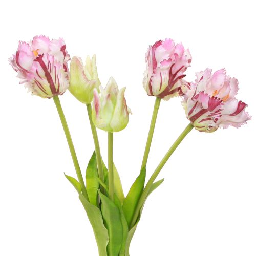 Prodotto Tulipani artificiali tulipani pappagallo viola bouquet con 5 fiori 40cm