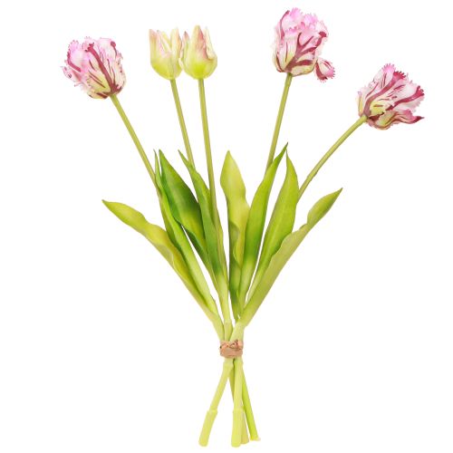 Prodotto Tulipani artificiali tulipani pappagallo viola bouquet con 5 fiori 40cm
