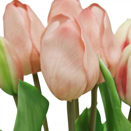 Prodotto Tulipani artificiali Real-Touch rosa pesca 38 cm mazzo da 7 pz