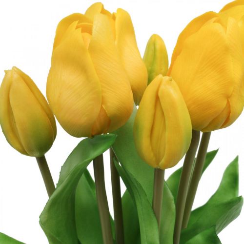 Floristik24 Tulipano fiore artificiale giallo real touch decorazione primaverile 38 cm bouquet da 7 pezzi