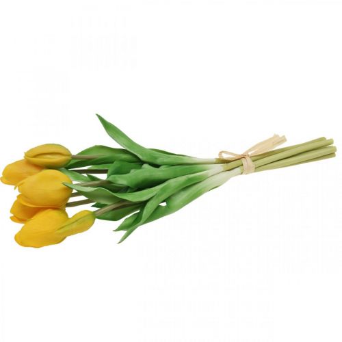 Floristik24 Tulipano fiore artificiale giallo real touch decorazione primaverile 38 cm bouquet da 7 pezzi