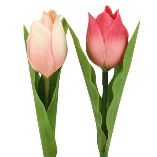 Floristik24 Tulipano mix fiori artificiali rosa albicocca 16 cm 12 pezzi
