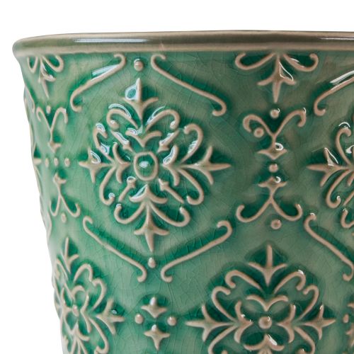 Prodotto Fioriera in ceramica craquelé smaltata verde Ø10cm H13cm 2 pezzi