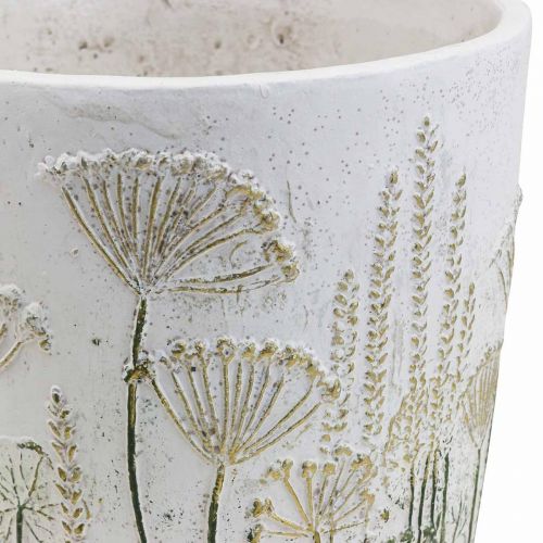 Prodotto Fioriera Grande vaso da fiori in ceramica bianco oro Ø20,5cm H20cm