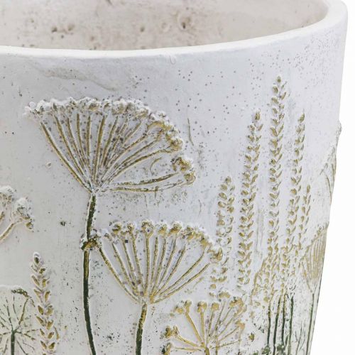 Floristik24 Fioriera Grande vaso da fiori in ceramica bianco oro Ø20,5cm H20cm