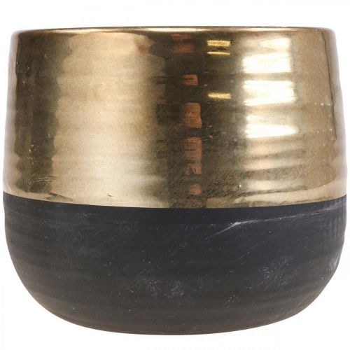 Floristik24 Fioriera Grande vaso da fiori in ceramica oro nero Ø20,5cm H18cm