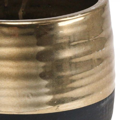 Floristik24 Fioriera Grande vaso da fiori in ceramica oro nero Ø20,5cm H18cm