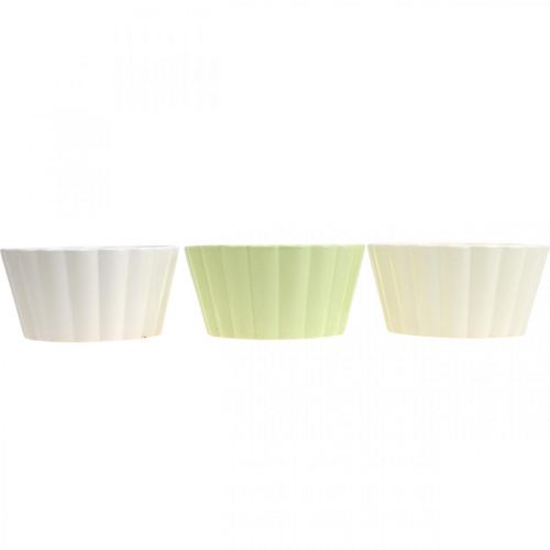 Floristik24 Fioriera, ceramica, fioriera decorativa, rotonda, motivo ondulato, Ø16cm 3pz