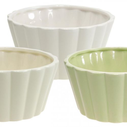 Floristik24 Fioriera, ceramica, fioriera decorativa, rotonda, motivo ondulato, Ø16cm 3pz