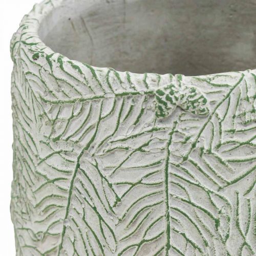 Prodotto Fioriera in ceramica verde bianco grigio rami di pino Ø12cm H17.5cm