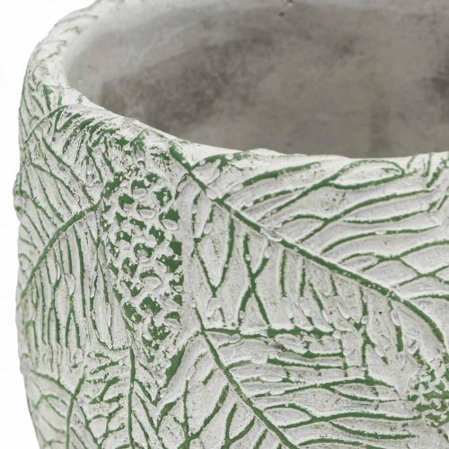 Prodotto Fioriera in ceramica verde bianco grigio rami di abete Ø13,5 cm H13,5 cm