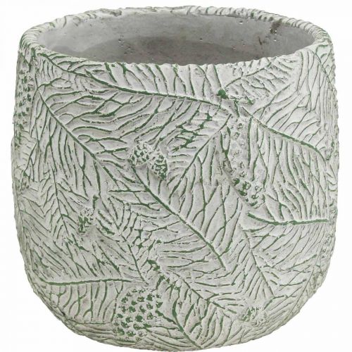 Floristik24 Fioriera in ceramica verde bianco grigio rami di abete Ø12,5cm H12cm