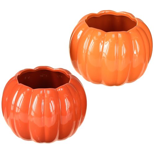 Fioriera in ceramica zucca arancione assortita Ø14cm H10cm 2 pezzi