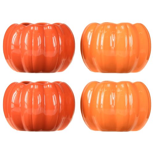 Prodotto Vaso in ceramica a forma di zucca arancione Ø9,5cm H6,5cm 4 pezzi