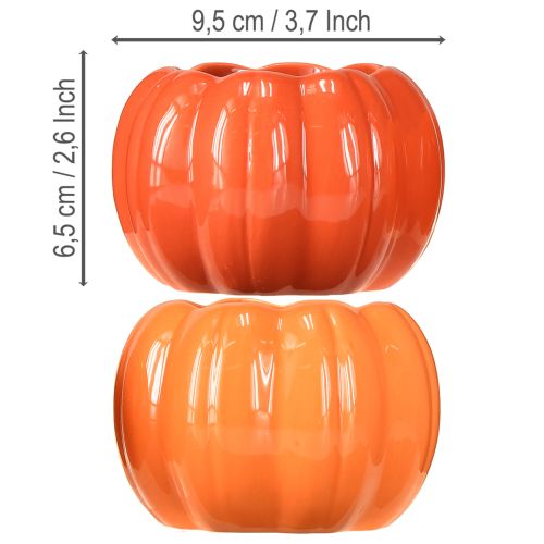Prodotto Vaso in ceramica a forma di zucca arancione Ø9,5cm H6,5cm 4 pezzi
