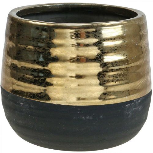 Floristik24 Fioriera Vaso da fiori in ceramica oro nero Ø13cm H12.5cm