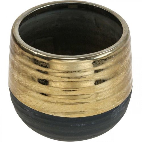 Floristik24 Fioriera Vaso da fiori in ceramica oro nero Ø13cm H12.5cm