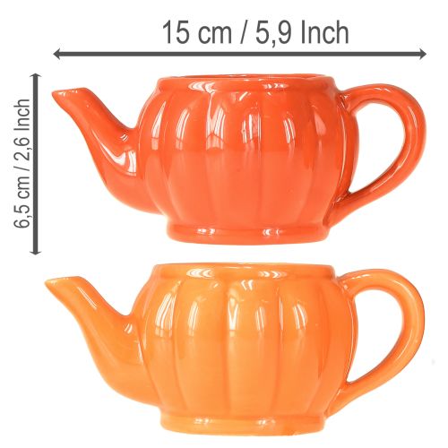 Floristik24 Teiera in ceramica arancione assortita 15×9×6,5 cm 2 pezzi
