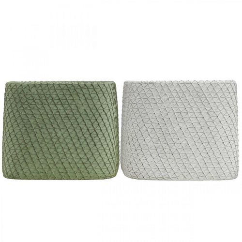 Prodotto Fioriera in ceramica bianco verde rete a rilievo 12,5x12,5cm H9cm 2pz
