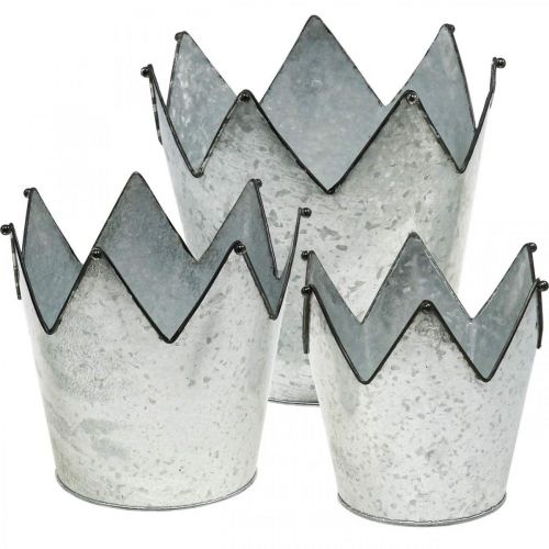 Floristik24 Fioriera corona decorazione in metallo zinco Ø21,5/19,5/17 cm set di 3