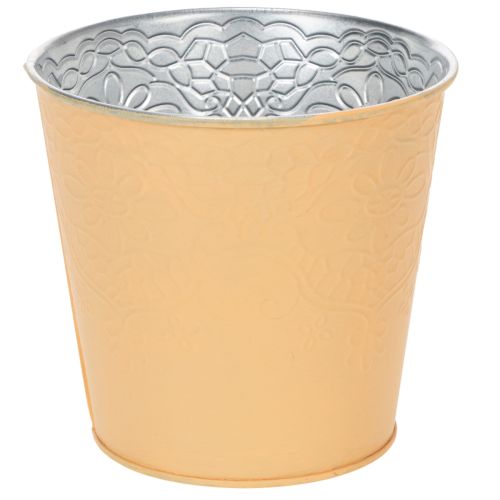 Floristik24 Vaso in metallo, arancione pastello, Ø13,5 cm H12,5 cm