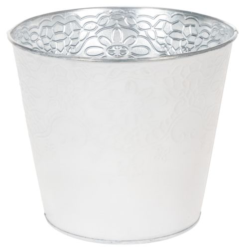 Floristik24 Vaso in metallo, bianco pastello, Ø16cm H14cm