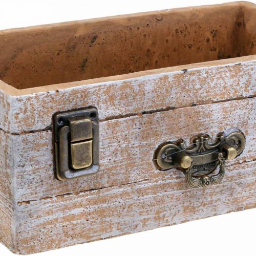 Floristik24 Cassetto per fioriera in cemento effetto legno antico 22,5x13x9 cm