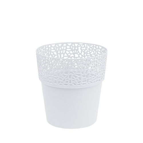 Floristik24 Fioriera in plastica bianca Ø11,5 cm H12,5 cm 1 pezzo