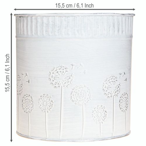 Prodotto Fioriera Dente di Leone in Metallo Bianco Ø15,5cm H15,5cm