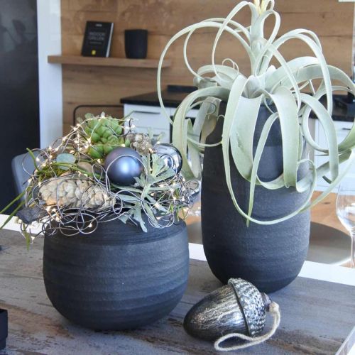 Floristik24 Fioriera vaso da fiori in ceramica nera Ø27cm H23cm