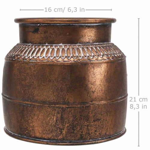 Floristik24 Fioriera grande fioriera decorativa in metallo rame rilievo Ø22cm H21cm