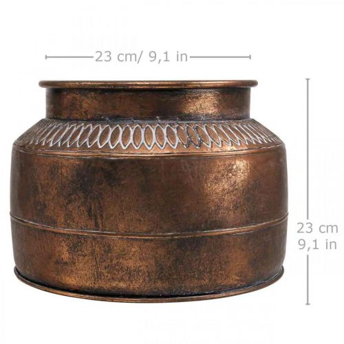 Floristik24 Fioriera grande fioriera decorativa in metallo rame rilievo Ø31,5 cm H23 cm