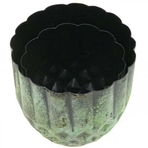 Prodotto Fioriera in metallo vaso da fiori vintage verde Ø14/12cm set di 2