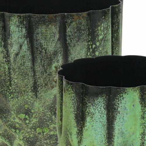 Prodotto Fioriera in metallo vaso da fiori vintage verde Ø14/12cm set di 2